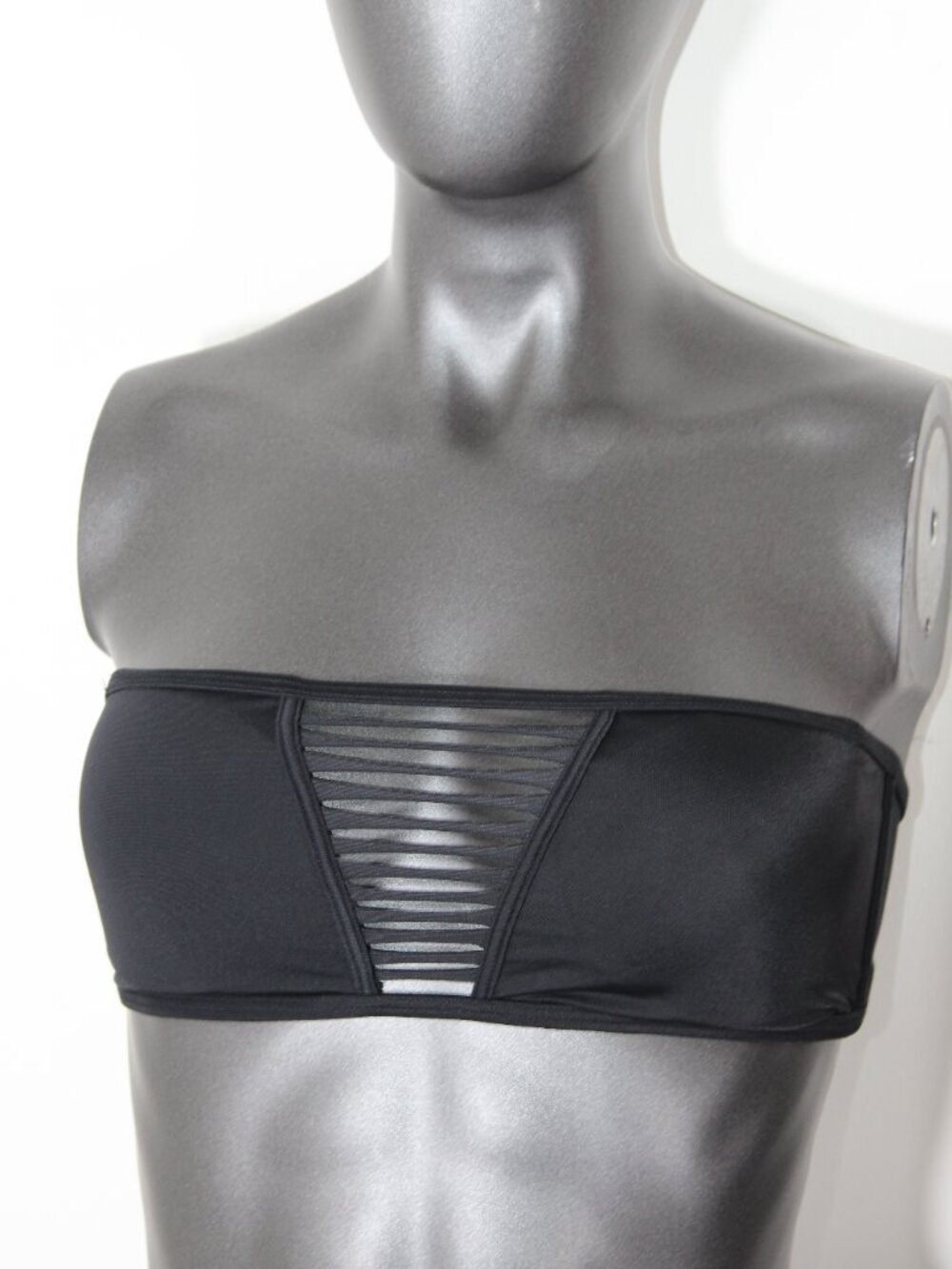 Victoria's Secret Black Strappy Front Bandeau Bikini Top - Size Medium